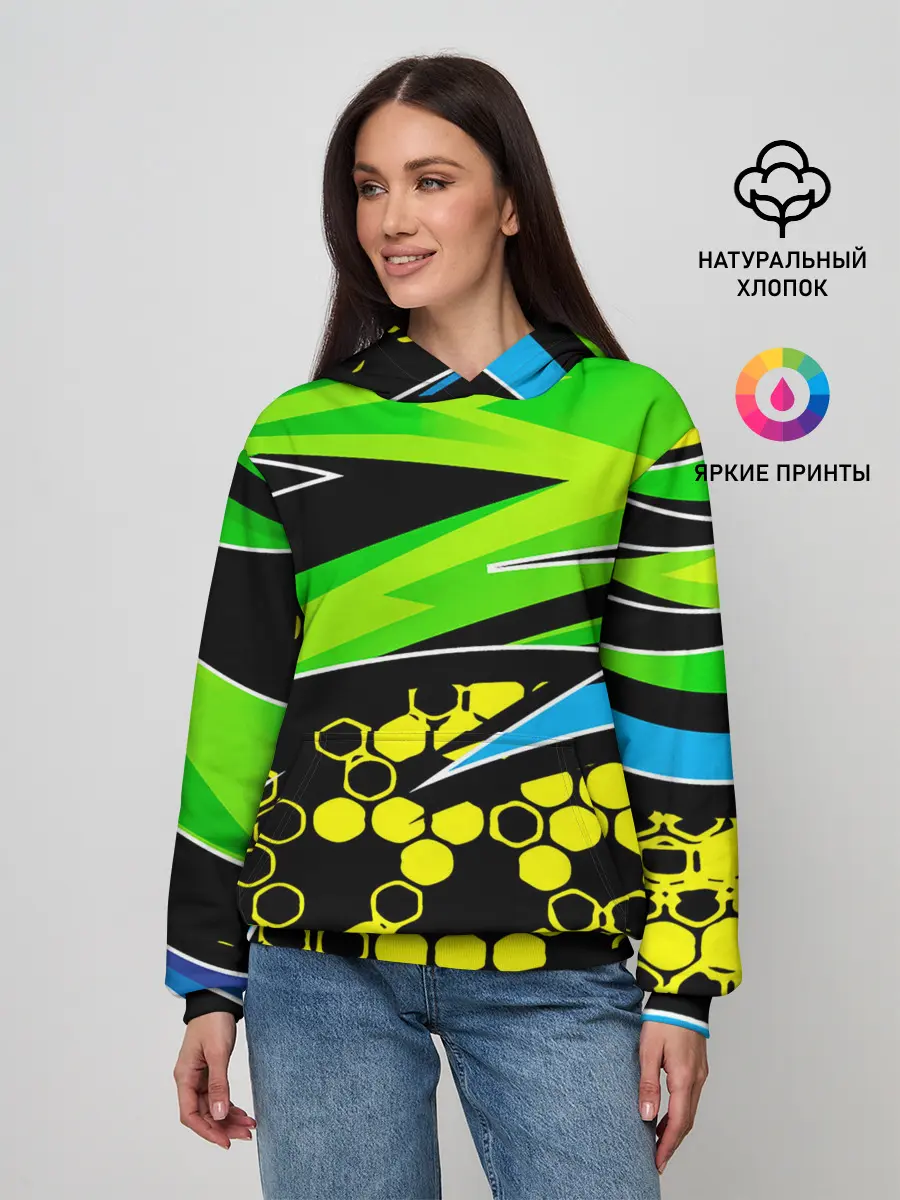 Женское худи / Light green urban marble