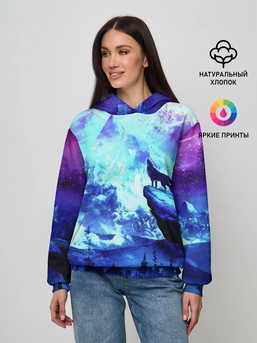 Женское худи / Ночь Волк Луна