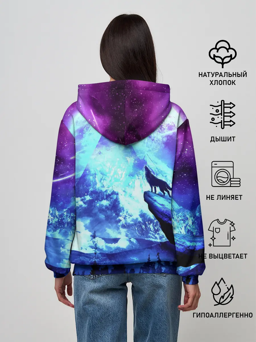 Женское худи / Ночь Волк Луна