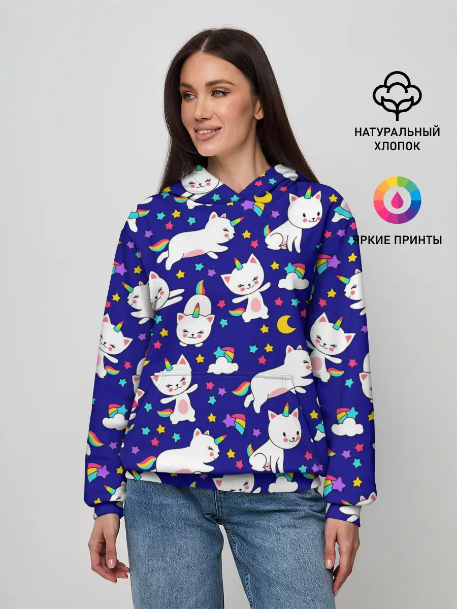 Женское худи / Кот-Единорог
