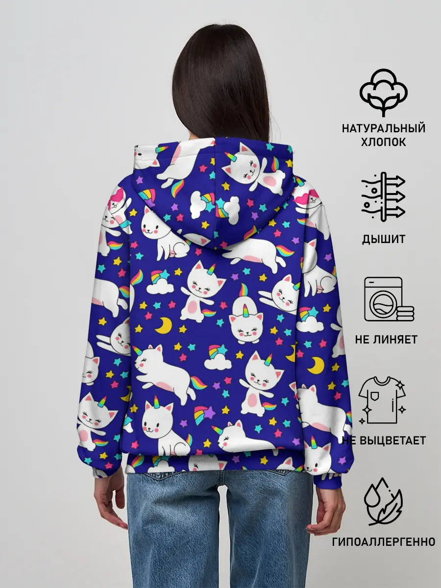 Женское худи / Кот-Единорог