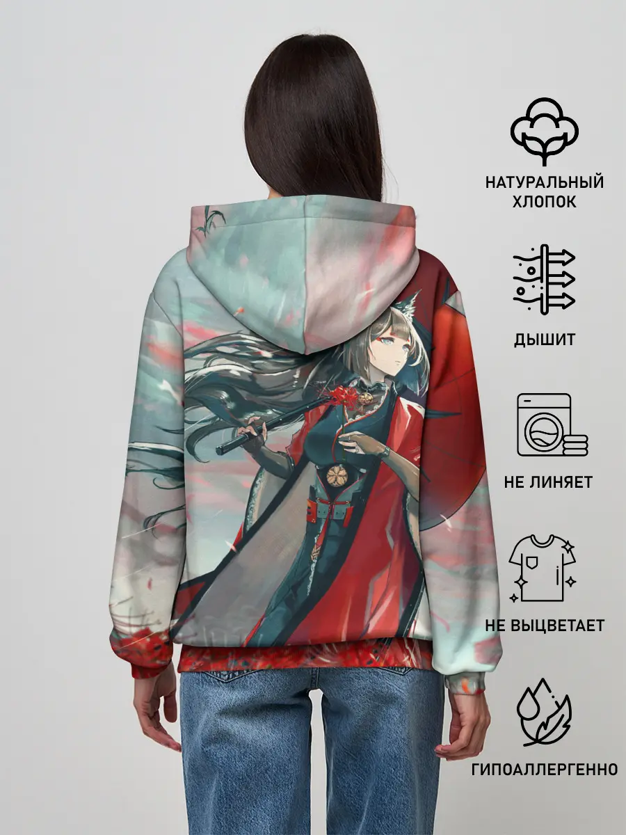 Женское худи / Azur Lane red flowers