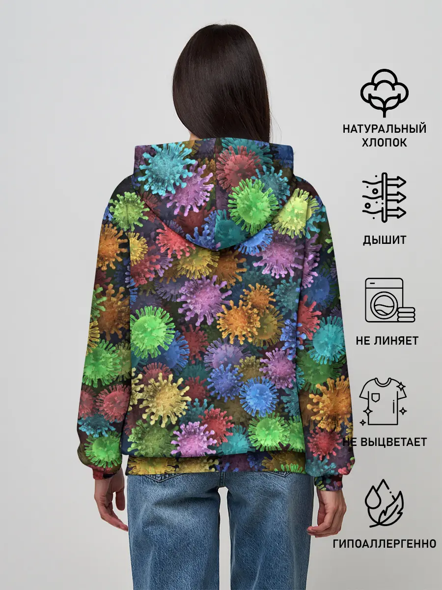 Женское худи / Разноцветные вирусы