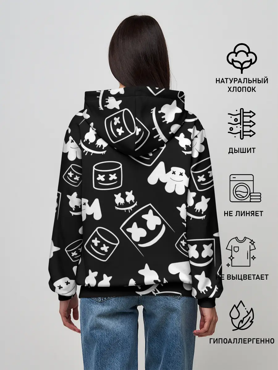 Женское худи / Marshmello ЧБ