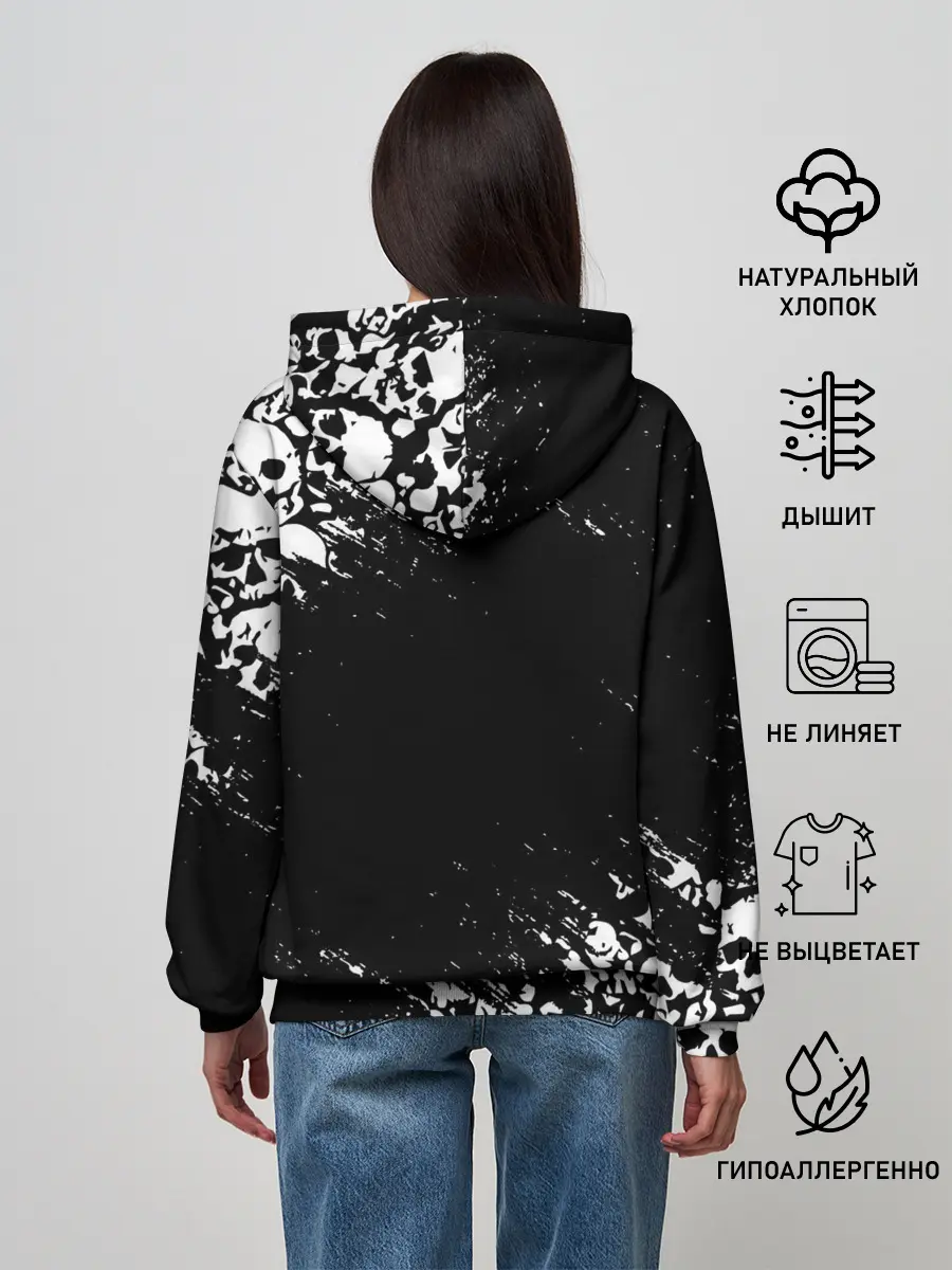 Женское худи / БЕЛЫЕ ЧЕРЕПА | WHITE SKULLS
