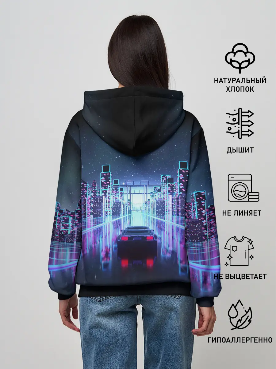 Женское худи / SYNTHWAVE / RETROWAVE