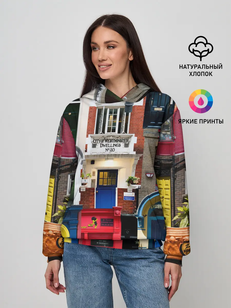 Женское худи / London doors цифровой коллаж