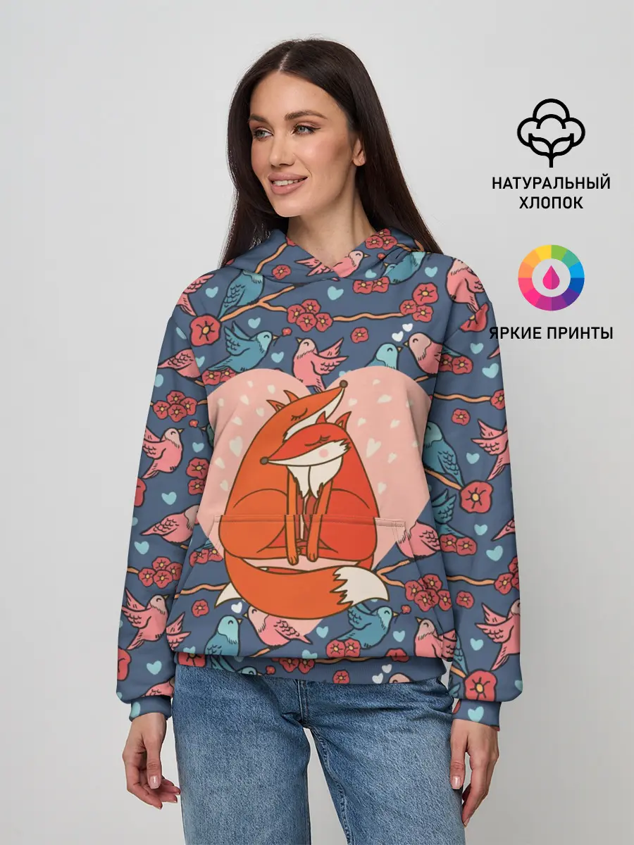 Женское худи / Влюбленные лисички