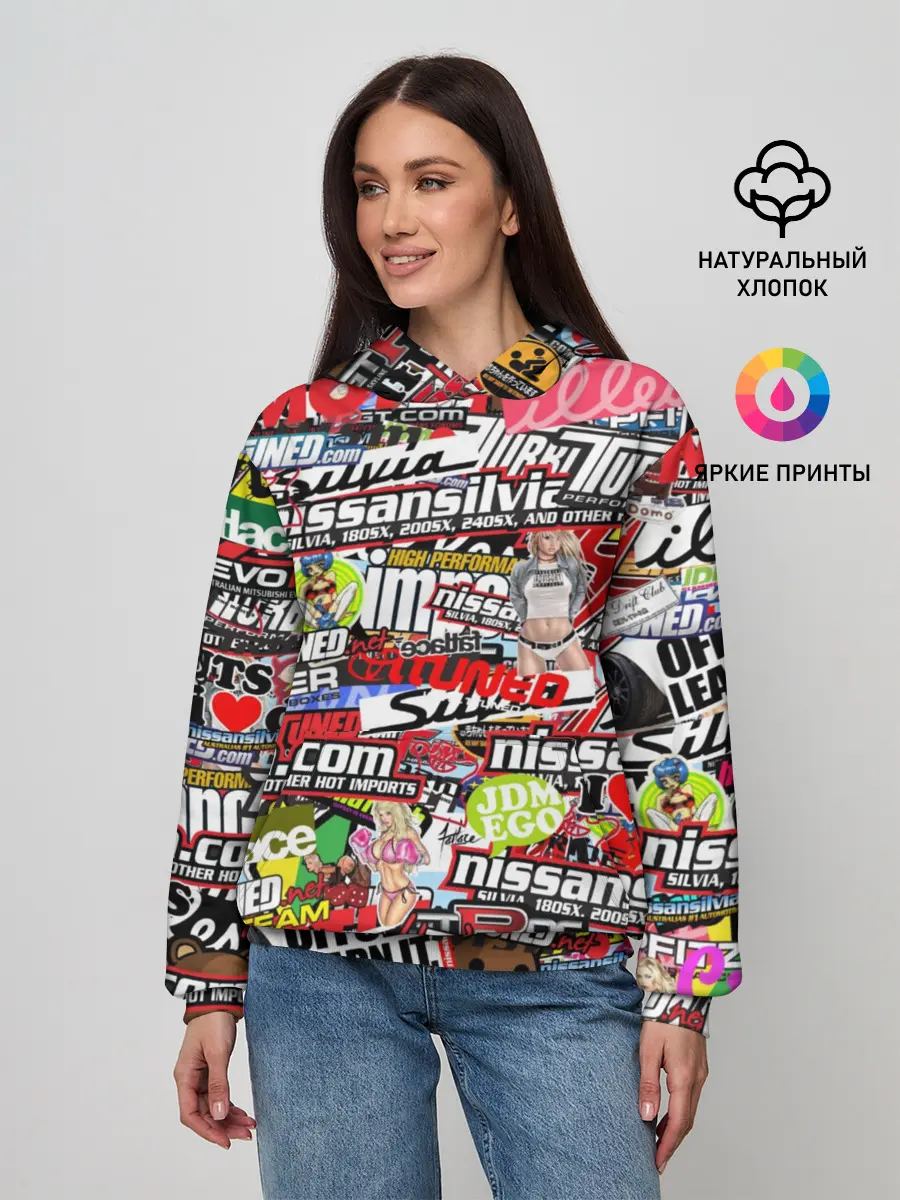 Женское худи / Cars Stickerbombing