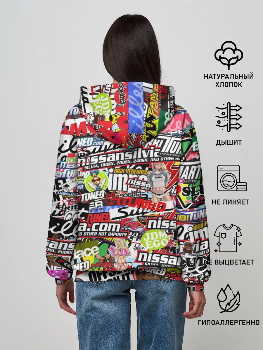 Женское худи / Cars Stickerbombing