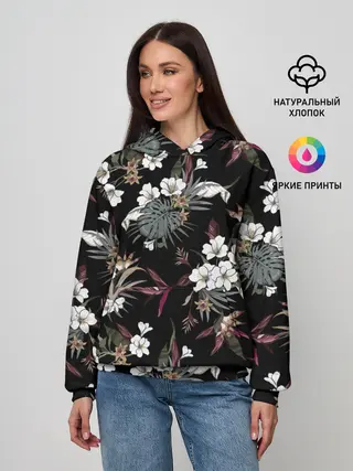 Женское худи / Белые цветы