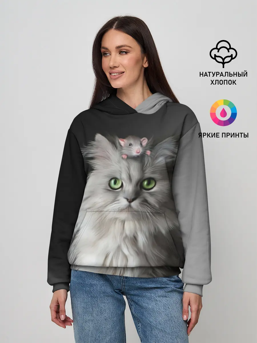 Женское худи / Кот и мышка