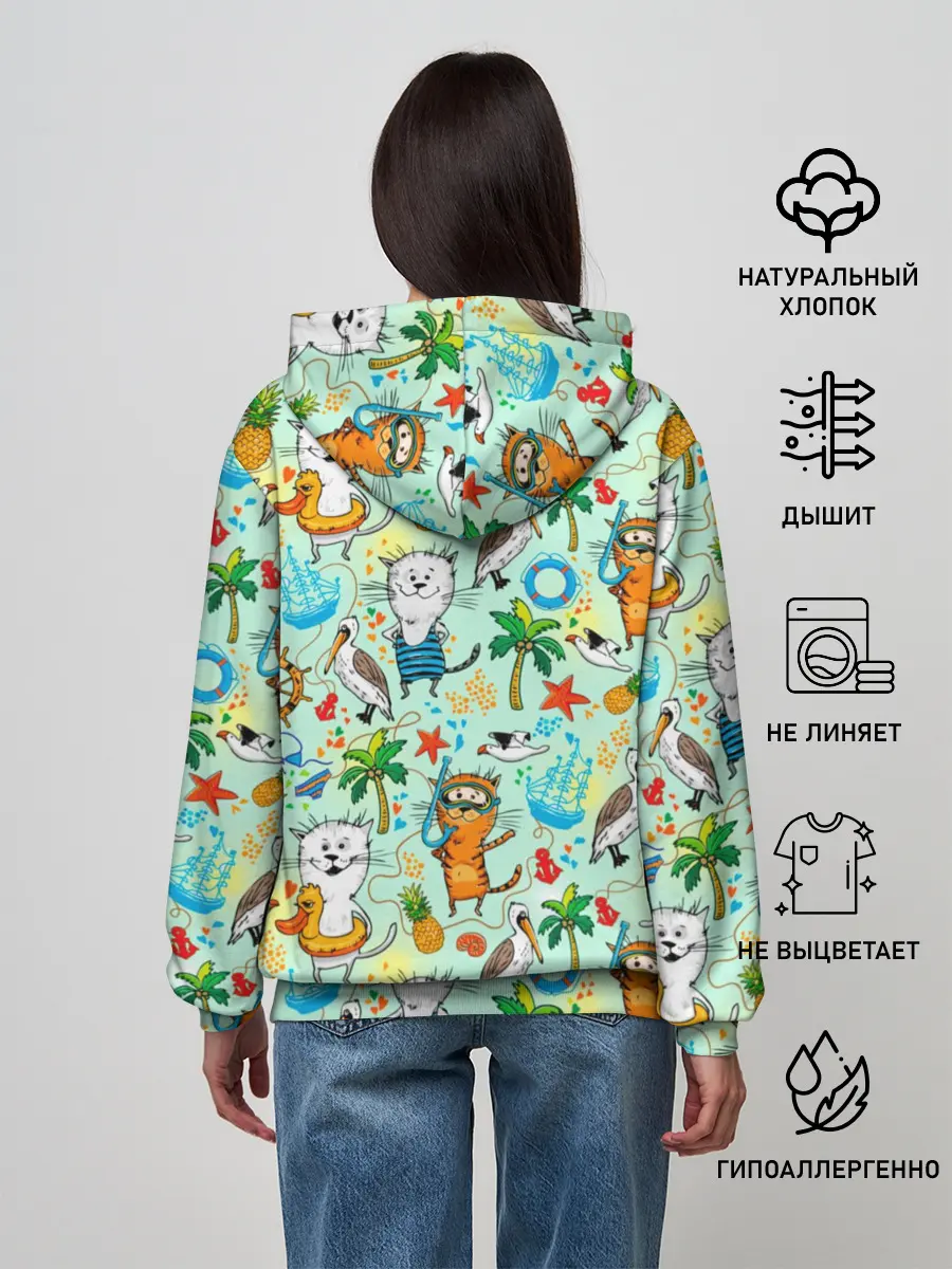 Женское худи / Коты на отдыхе