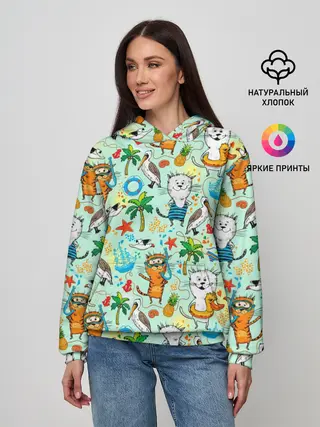 Женское худи / Коты на отдыхе