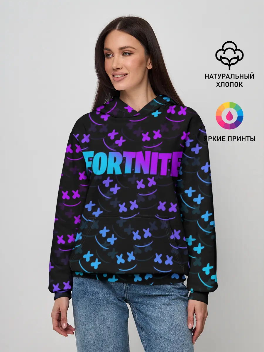 Женское худи / FORTNITE MARSHMELLO NEON