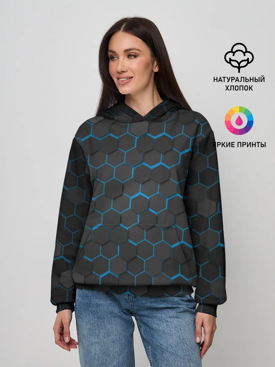 Женское худи / OCTAGON голубой