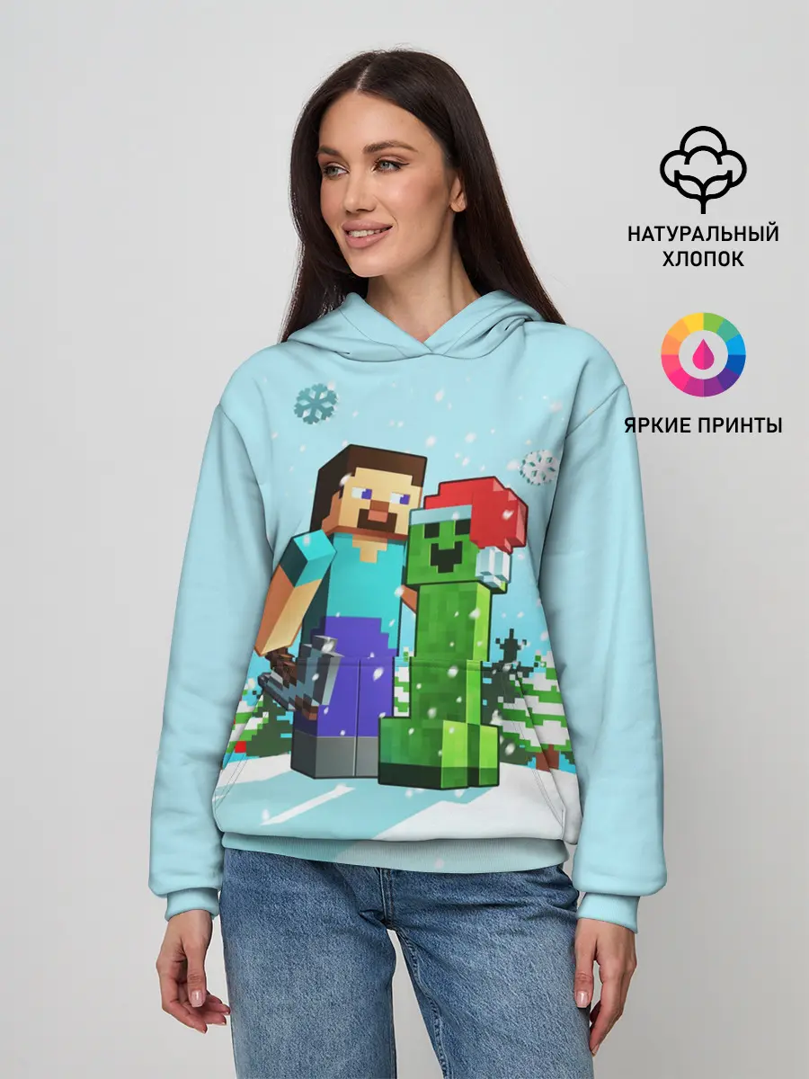 Женское худи / MINECRAFT НОВОГОДНИЙ