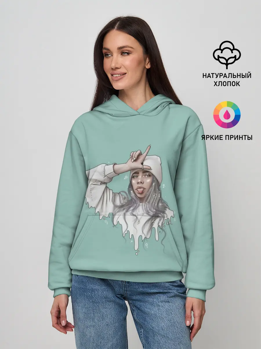 Женское худи / Billie Eilish Mint Art
