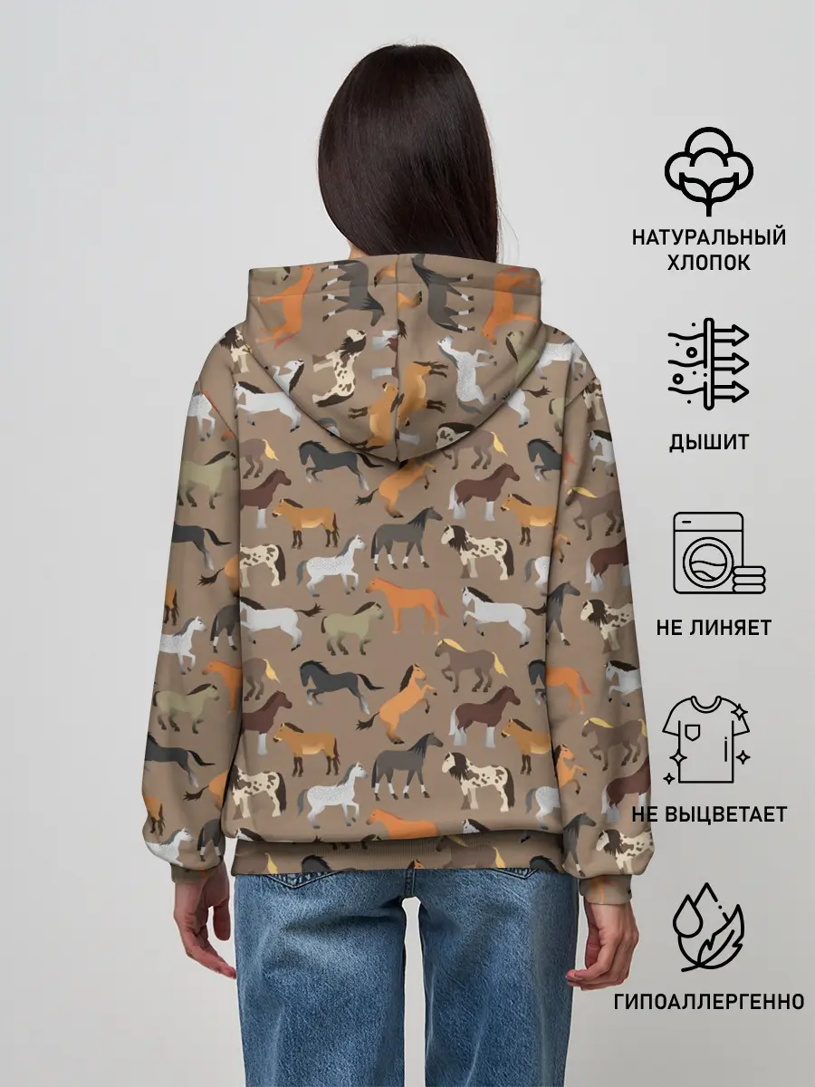 Женское худи / кони-лошади