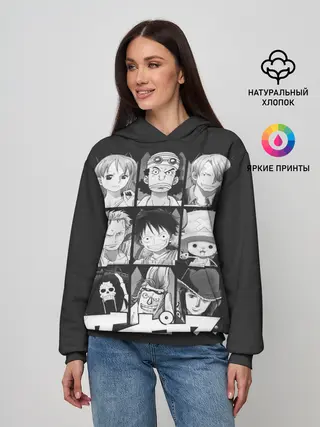 Женское худи / иероглифы One Piece