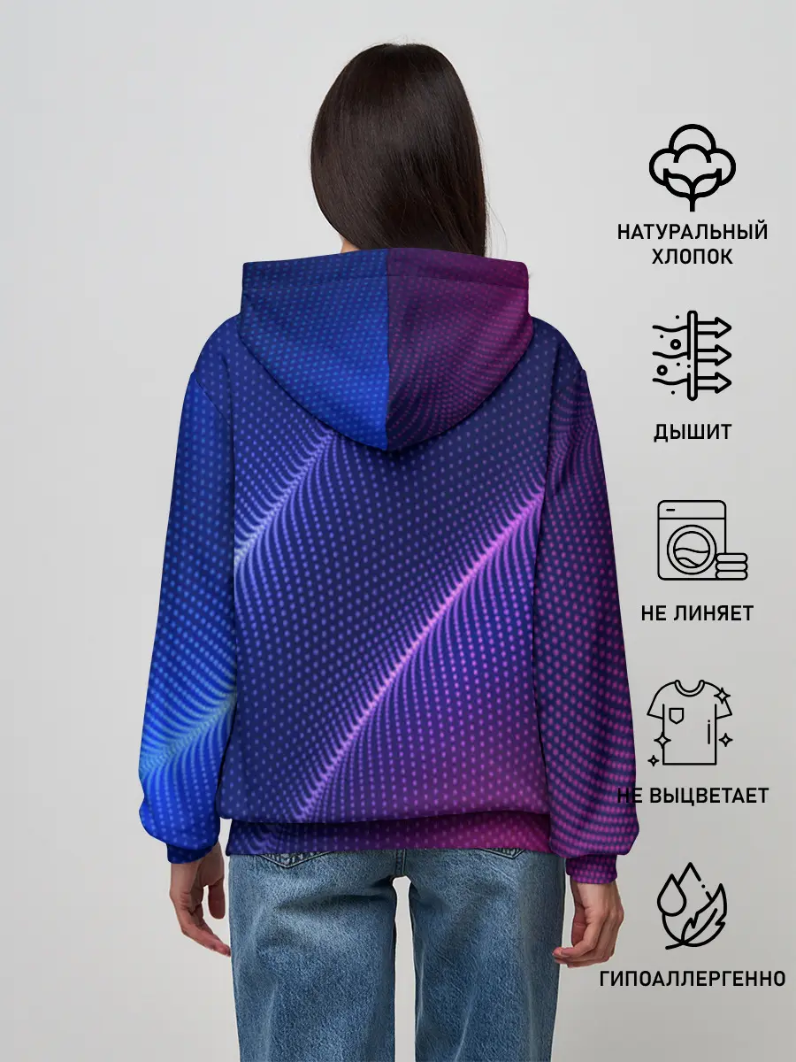 Женское худи / фиолетово 3d волны 2020