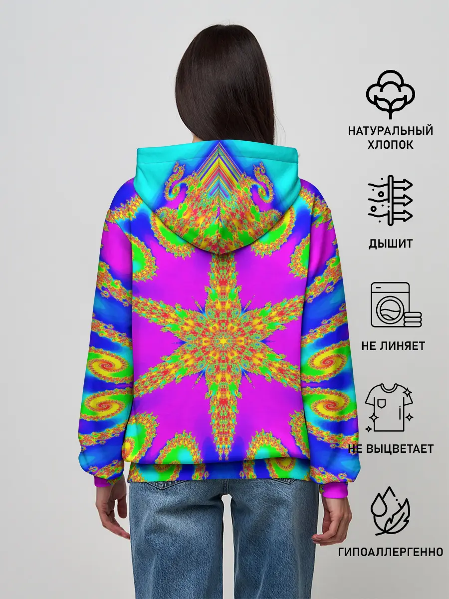 Женское худи / Неоновый фрактал