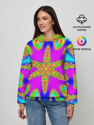 Женское худи / Неоновый фрактал