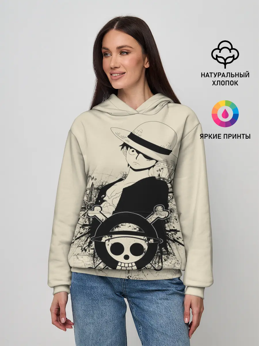 Женское худи / шляпа и череп One Piece