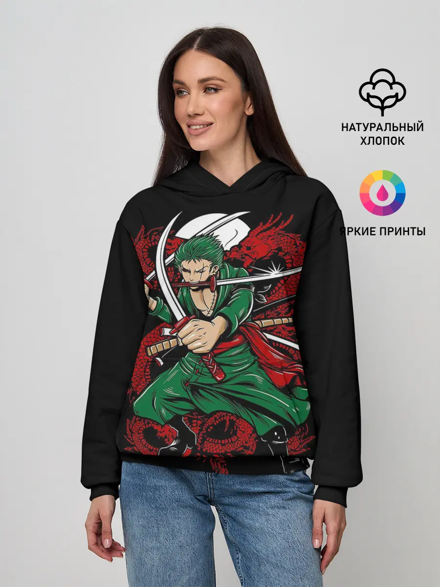 Женское худи / Зеленый воин One Piece
