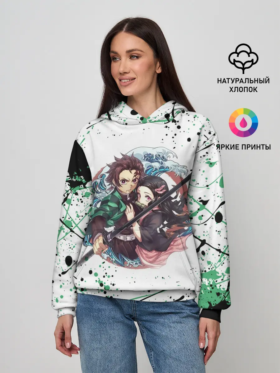 Женское худи / Брызги красок Demon Slayer