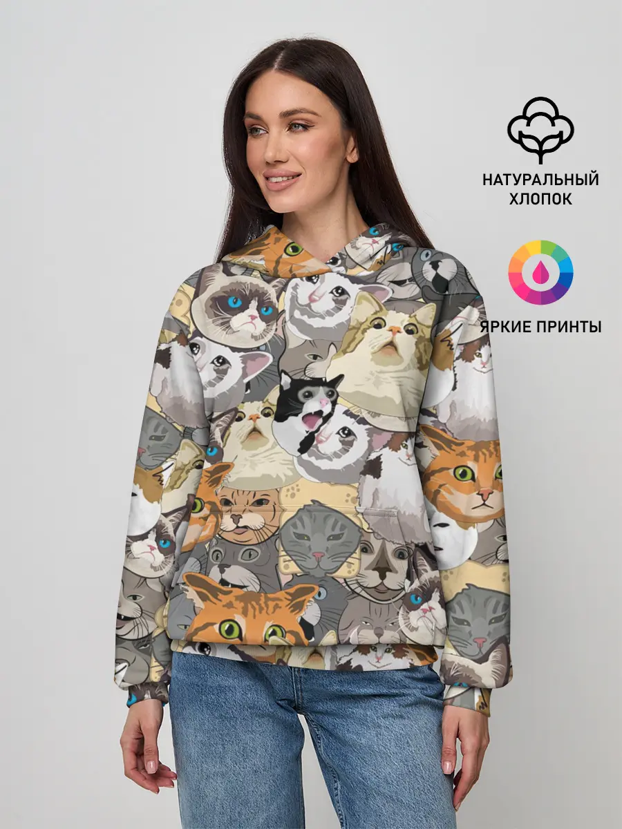 Женское худи / ALL CATS MEMES