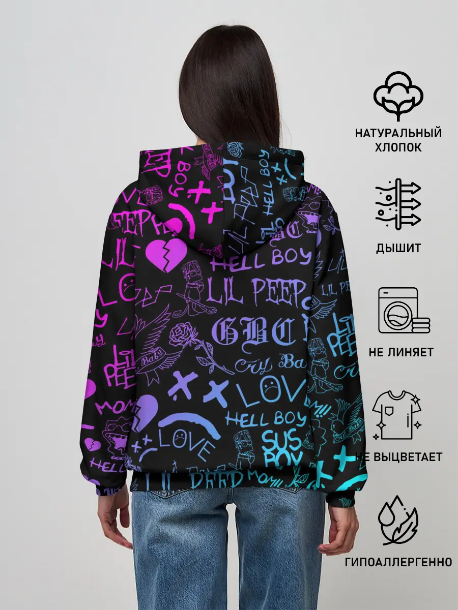 Женское худи / LIL PEEP NEON | ЛИЛ ПИП НЕОН
