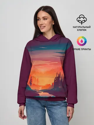 Женское худи / Minimal forest sunset
