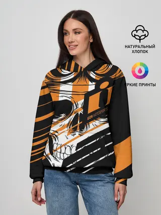 Женское худи / Череп Icon оранжевый