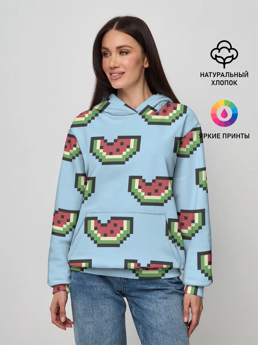 Женское худи / Пиксельный арбуз