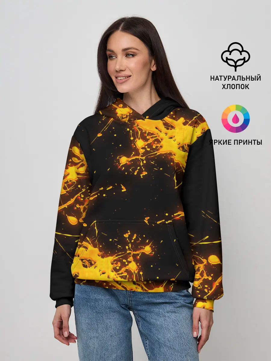Женское худи / БРЫЗГИ КРАСКИ NEON