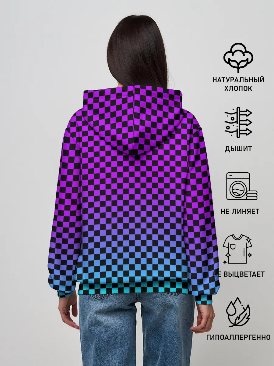 Женское худи / НЕОНОВАЯ ШАХМАТКА