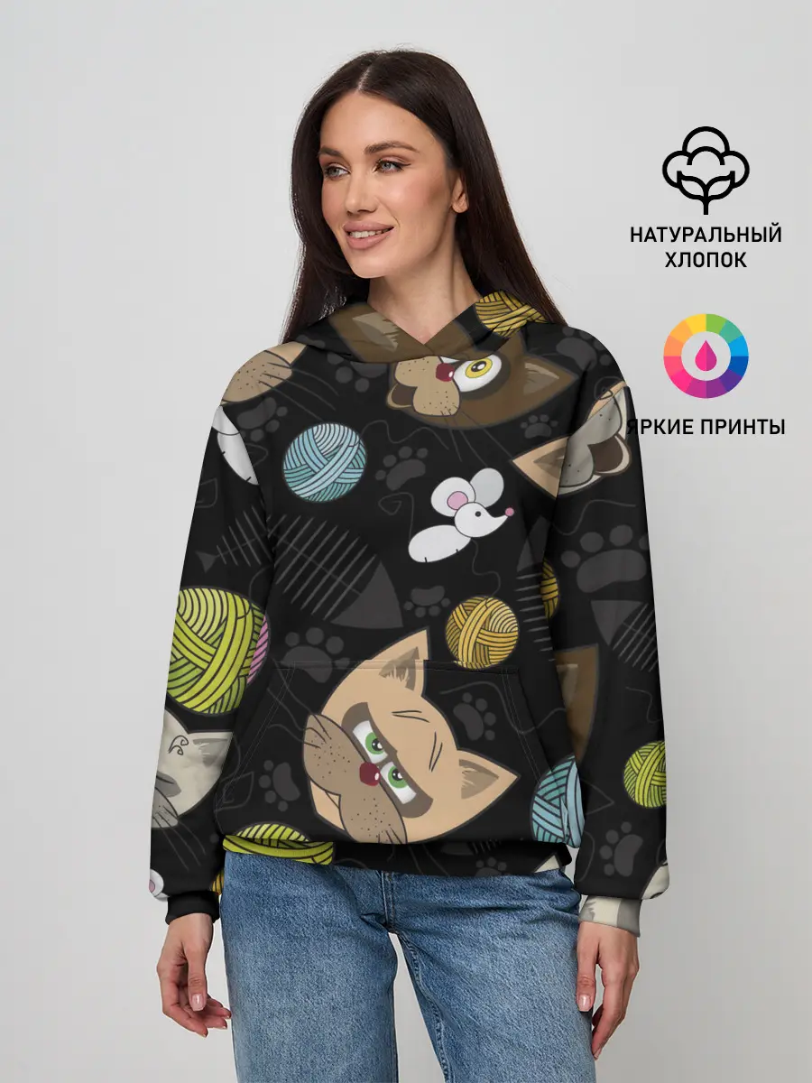 Женское худи / Злой кот.