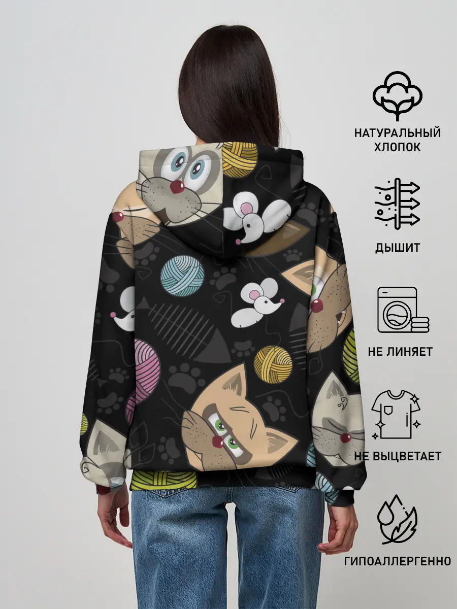 Женское худи / Злой кот.
