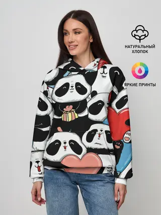 Женское худи / Панды.
