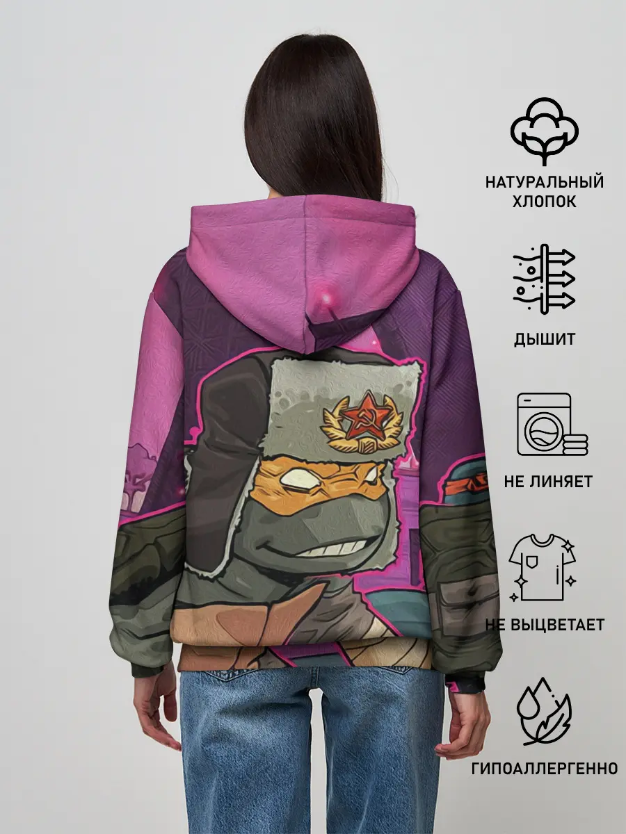 Женское худи / ЧЕРЕПАШКА В УШАНКЕ НИНДЗЯ