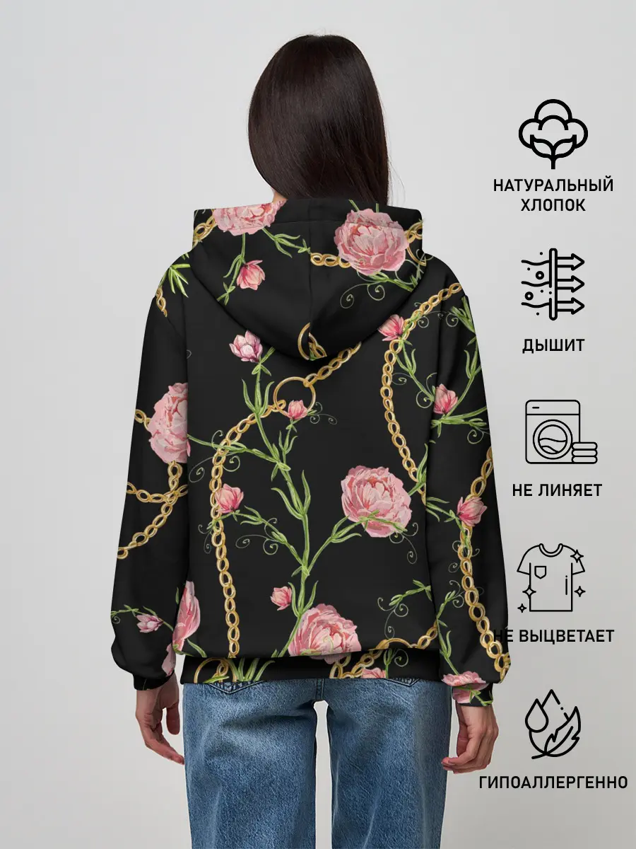 Женское худи / Золотая цепь и розы