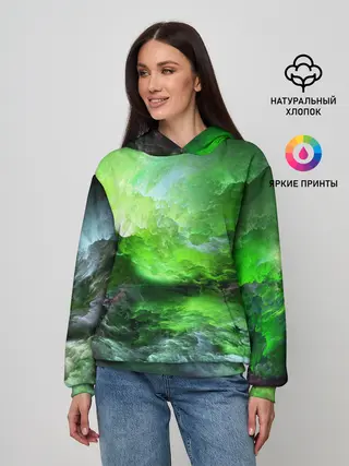 Женское худи / GREEN SPACE | ЗЕЛЁНЫЙ КОСМОС