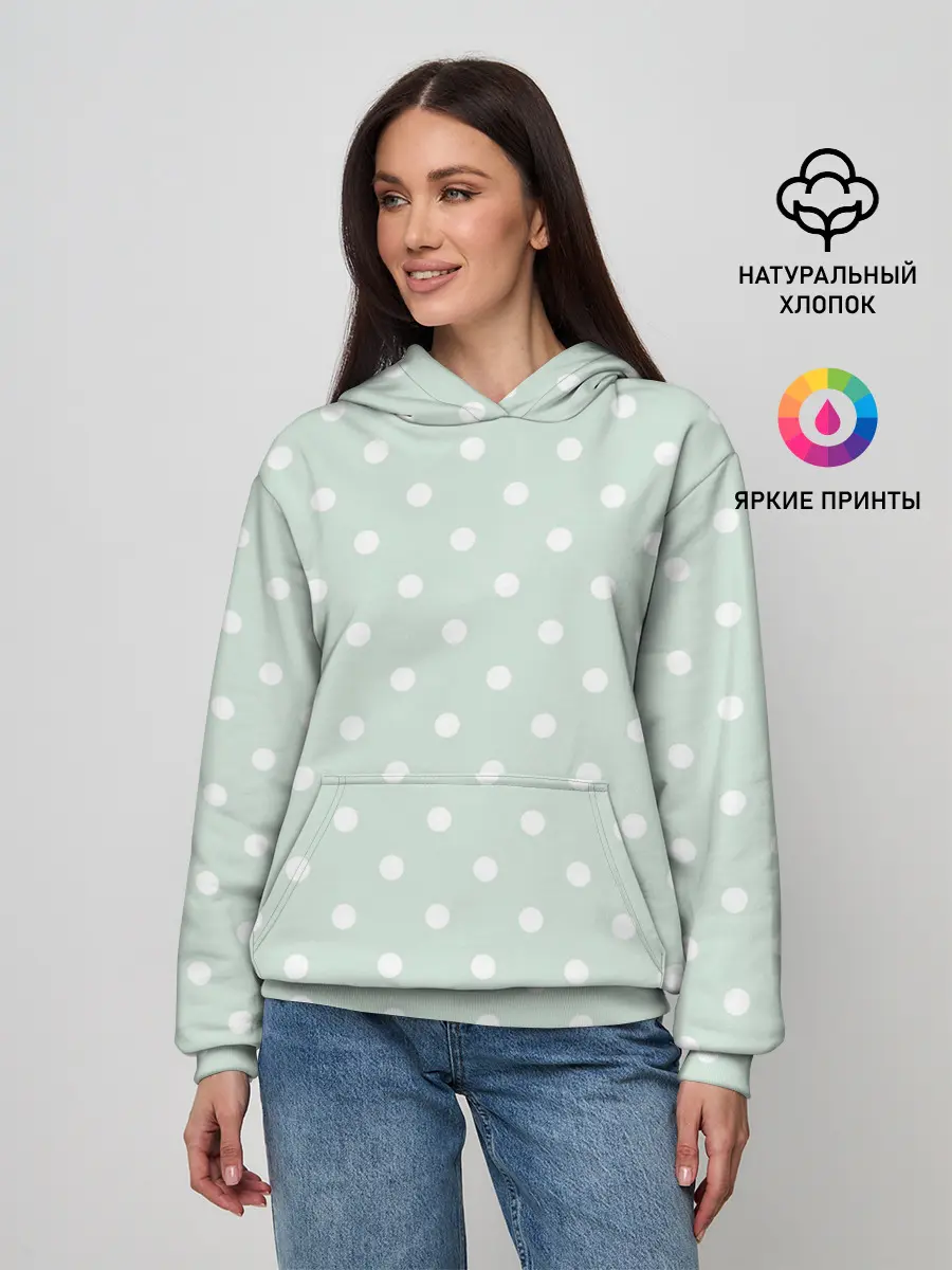 Женское худи / белый горох