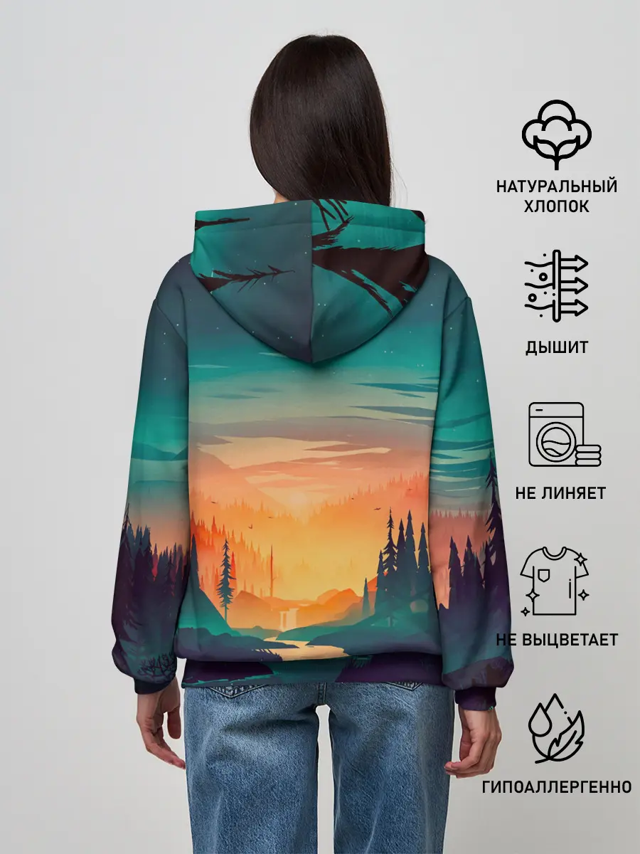 Женское худи / Закат Лес