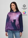 Женское худи / Бабочка кот силуэт фиолетовый