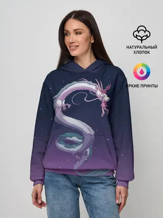 Женское худи / Тихиро летает с драконом в ночном небе