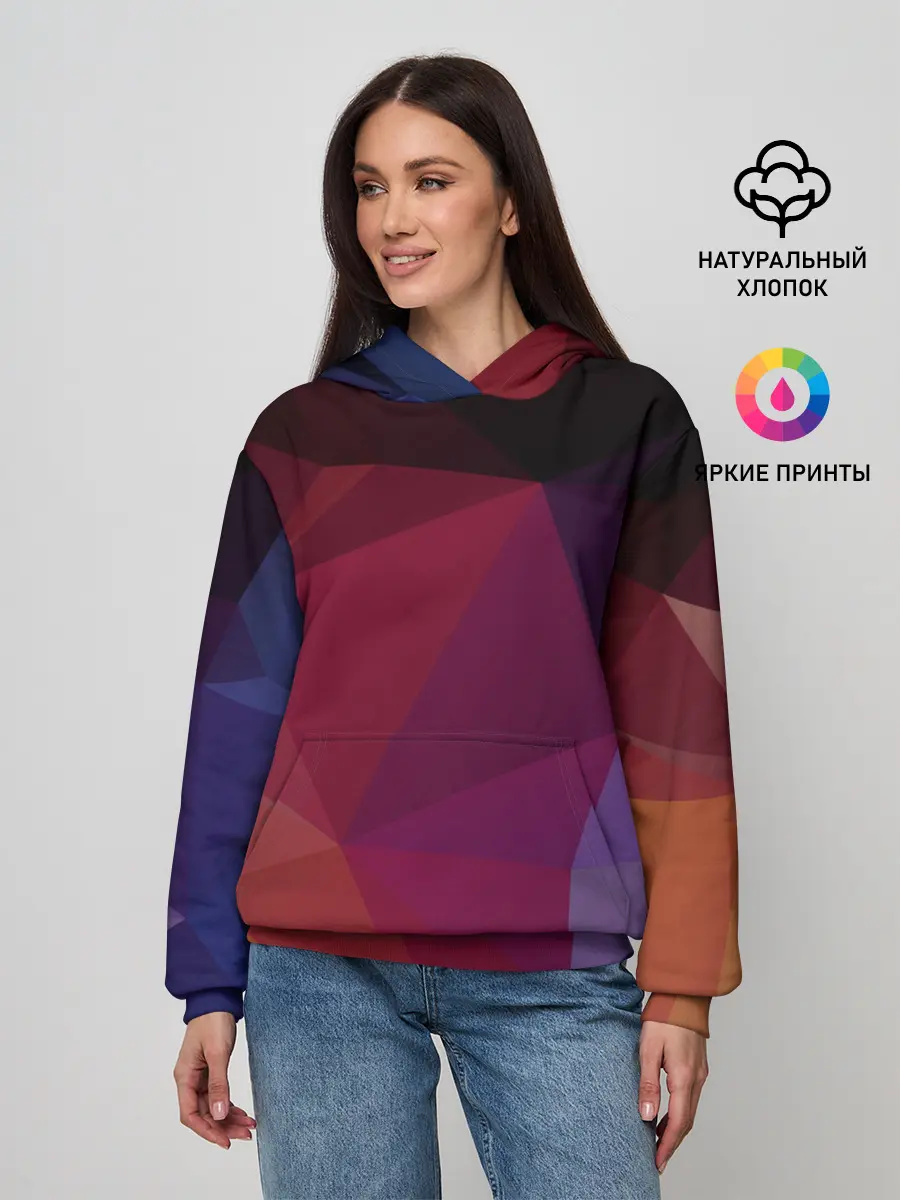 Женское худи / Полигональный фон