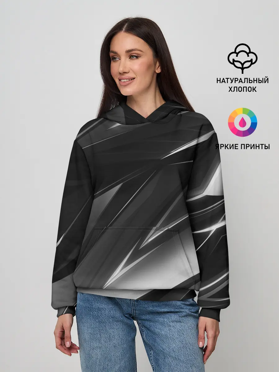 Женское худи / GEOMETRY STRIPES BLACK & WHITE