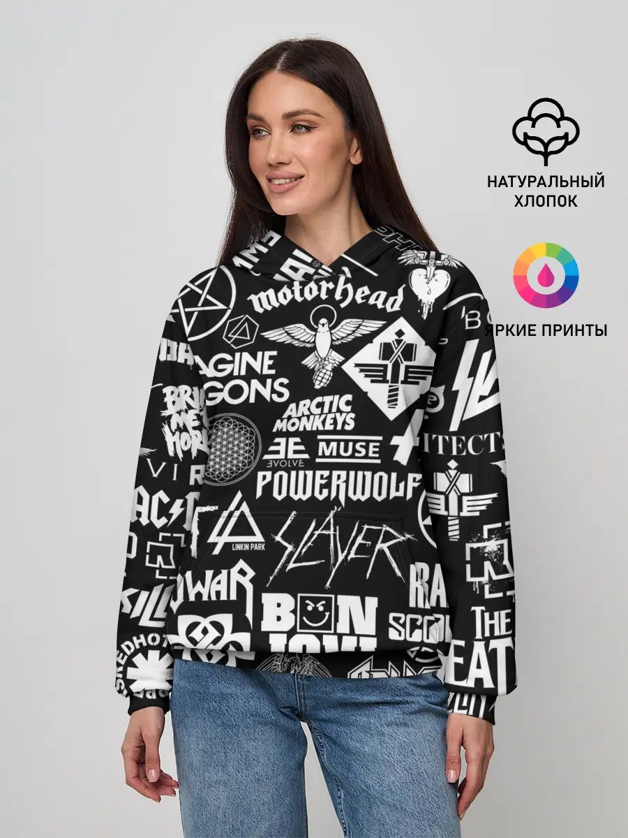 Женское худи / ЛОГОТИПЫ РОК ГРУПП
